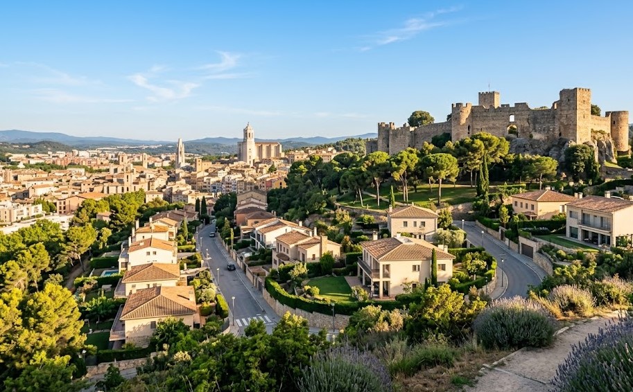 Vista del entorno natural y residencial de Montjuïc en Girona